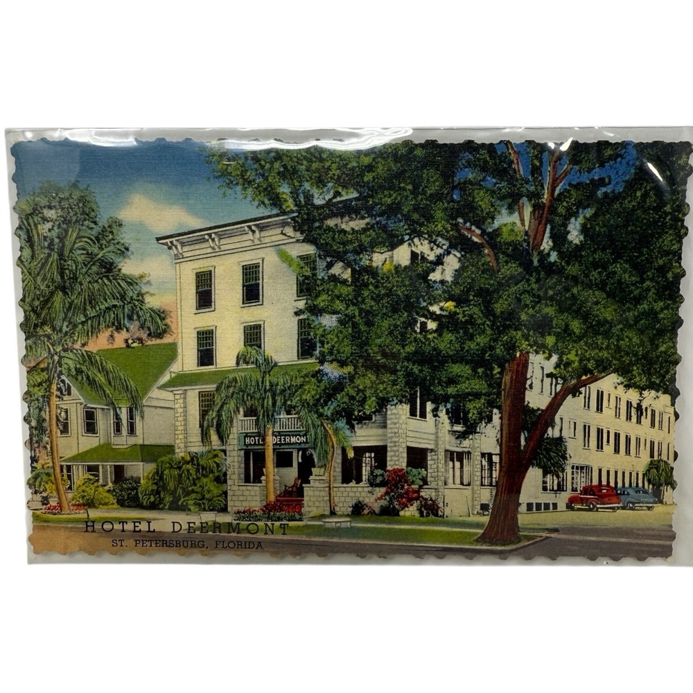 Vintage Linen Postcard Hotel Deermont St Petersburg Florida Curt Teich